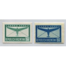 ARGENTINA 1940 GJ 849 ENSAYO DE COLOR VERDE CON FRENTE SATINADO Y DENTADO